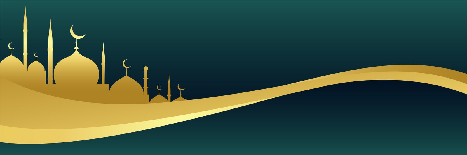 golden islamic banner with mosque design